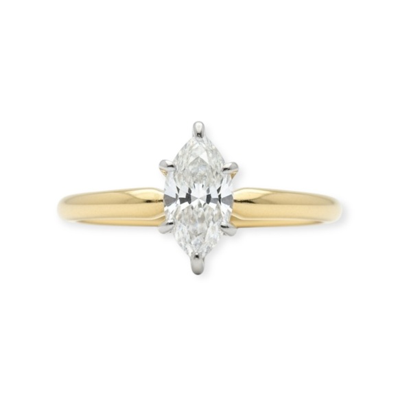 Vintage: .5 CT Marquise Diamond Solitaire Engagement Ring 𖦹 14K Gold 𖦹 Size 5 - Picture 15 of 16